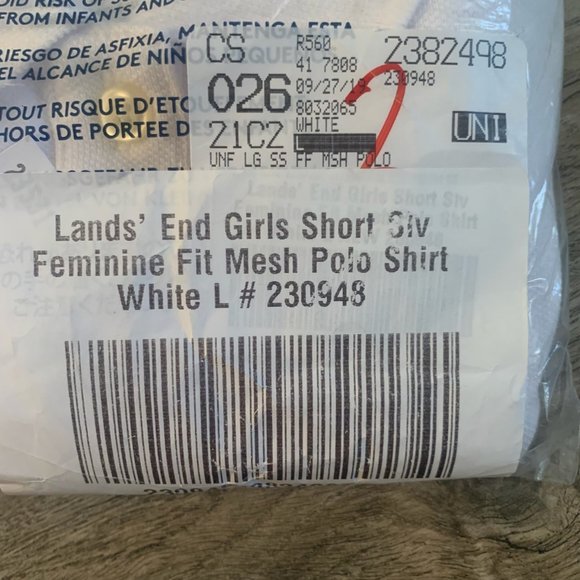 NWT LANDS' END GIRL'S SHORT SLEEVE FEMININE FIT MESH POLO SHIRT WHITE LARGE 6X-7 - Picture 5 of 6